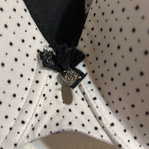 VICTORIA'S SECRET Body by Victoria Perfect Coverage 32DD White Black Polka Dot - Picture 2 of 8